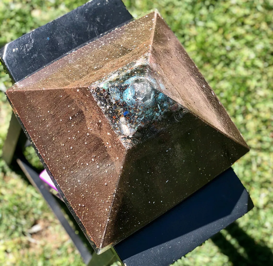 The “XXL Jumbo Giza Equalizer” -11x11” base- 15  lbs- Pulsed Radionics Orgone & Tensor Ring Pyramid