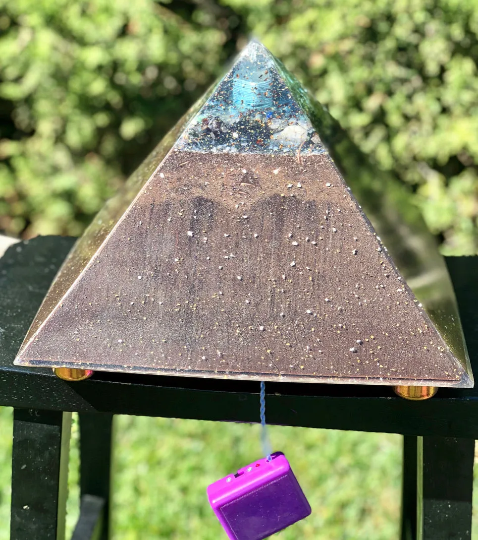 The “XXL Jumbo Giza Equalizer” -11x11” base- 15  lbs- Pulsed Radionics Orgone & Tensor Ring Pyramid