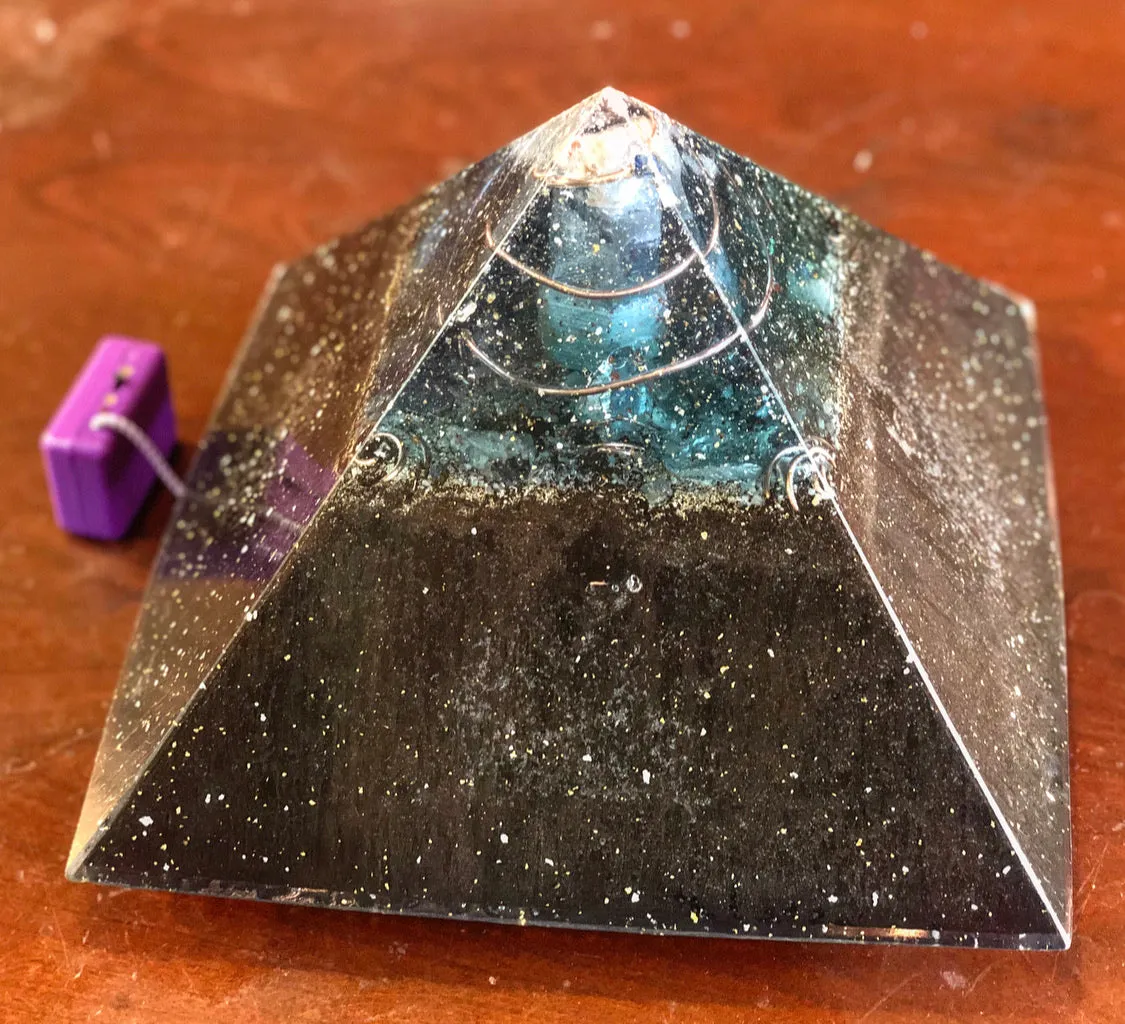 The “XXL Jumbo Giza Equalizer” -11x11” base- 15  lbs- Pulsed Radionics Orgone & Tensor Ring Pyramid