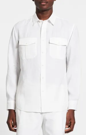 Theory Irving Military Long Sleeve Shirt - White