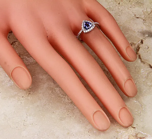 Trilliant AAA Tanzanite and Diamond Ring