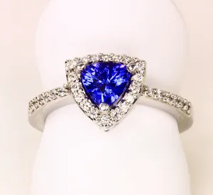Trilliant AAA Tanzanite and Diamond Ring