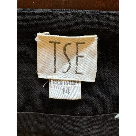 TSE Skirt Women 14 Black Wool Straight Pencil Knee Length Career Corpcore