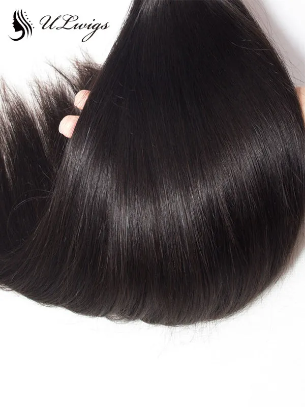 ULWIGS 3 Bundles/Pack Hair Extensions Straight Natural Black Color