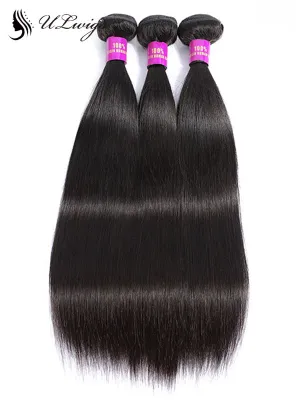 ULWIGS 3 Bundles/Pack Hair Extensions Straight Natural Black Color
