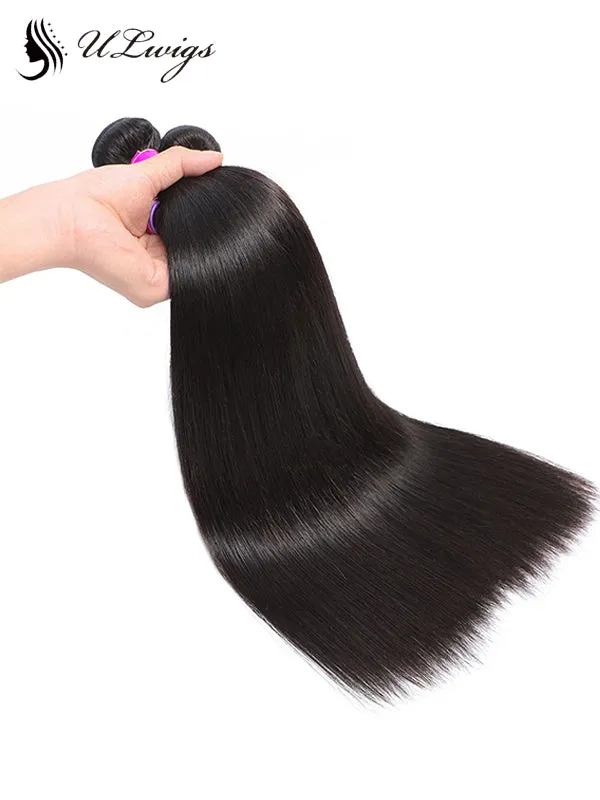 ULWIGS 3 Bundles/Pack Hair Extensions Straight Natural Black Color