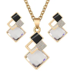 Unique Bridal Jewelry Set for Women Zircon Pendant Necklace Earrings