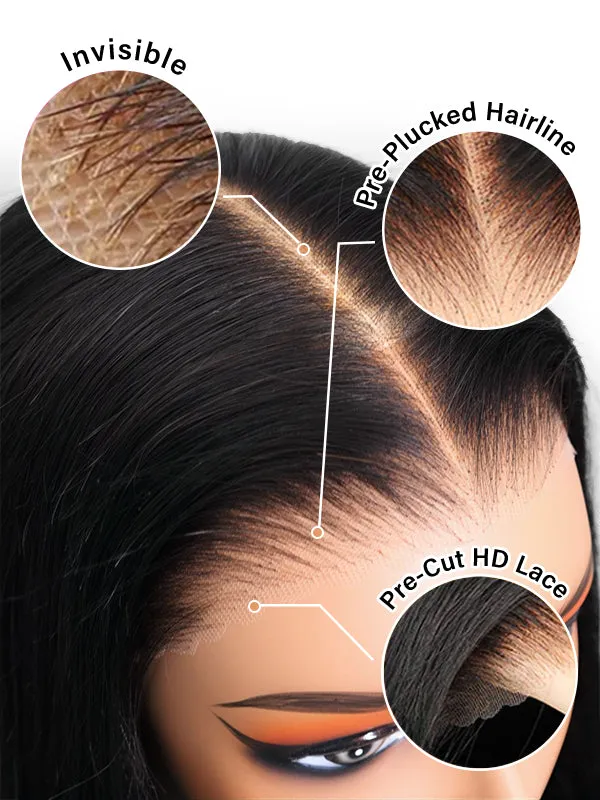 Wavymy Brown Layered Wave Shorb Bob Wigs M-Cap 9x6 Pre-Cut Lace Wear Go Glueless Wigs 180 Density