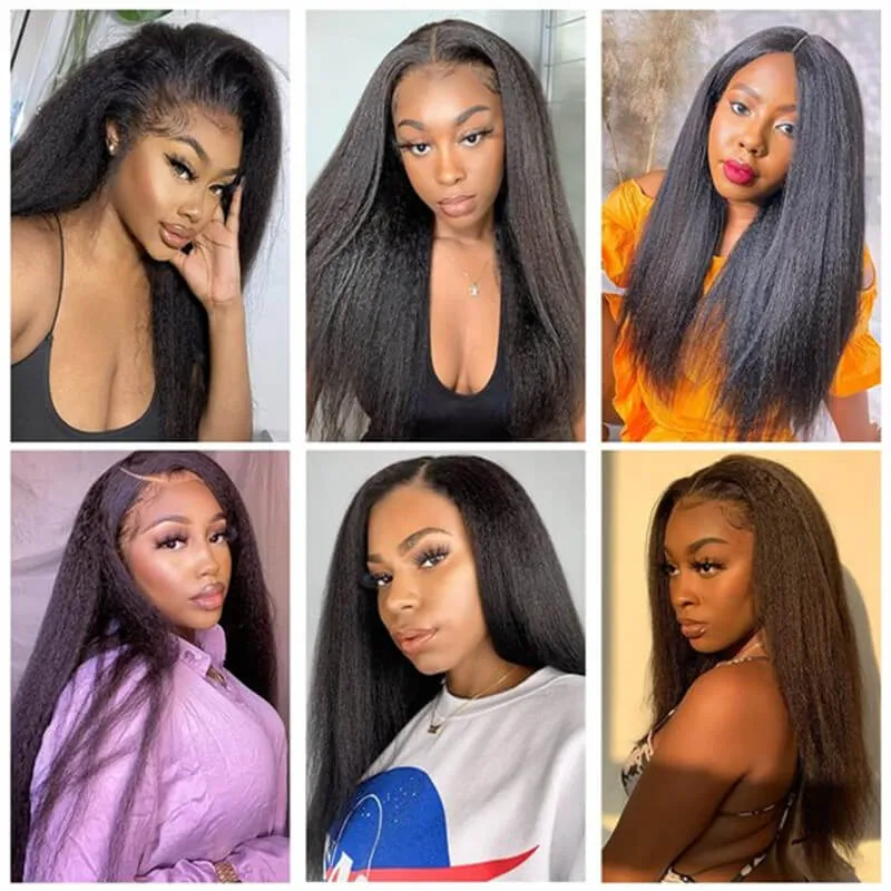 Wavymy Kinky Straight 4x4 Lace Closure Wigs Swiss Lace Part Human Hair Wigs