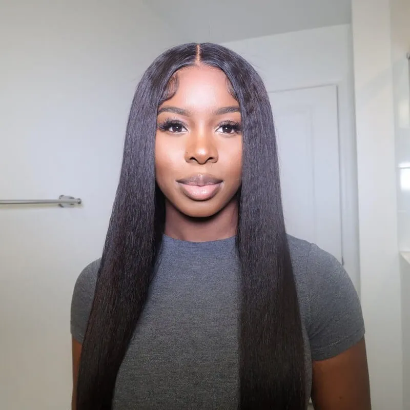Wavymy Kinky Straight 4x4 Lace Closure Wigs Swiss Lace Part Human Hair Wigs