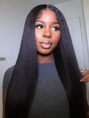 Wavymy Kinky Straight 4x4 Lace Closure Wigs Swiss Lace Part Human Hair Wigs