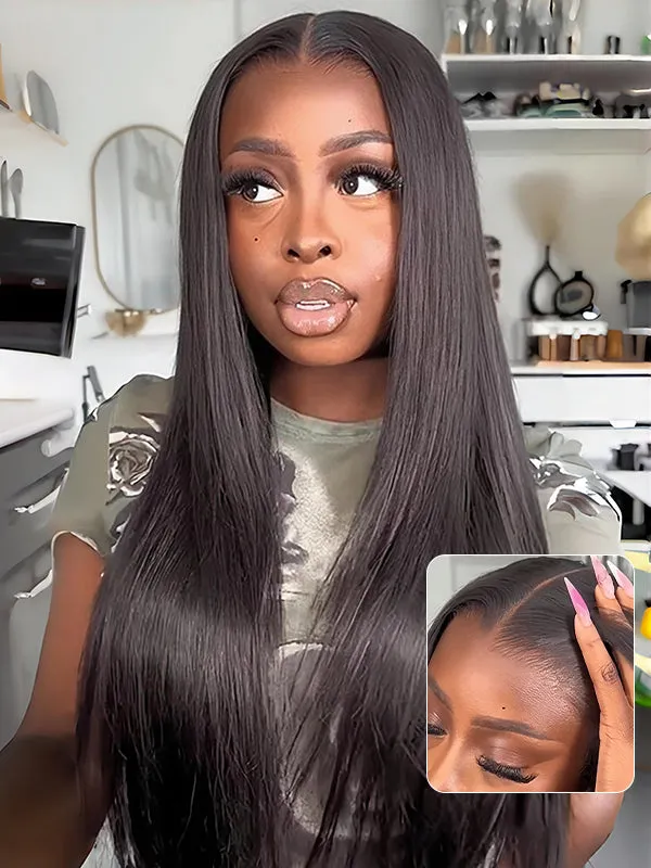Wavymy Upgrade 9x6 T-Part Lace Straight Wig Pre-Plucked Wear Go Glueless Wigs 180% Density
