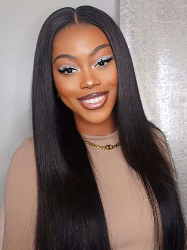 Wavymy Upgrade 9x6 T-Part Lace Straight Wig Pre-Plucked Wear Go Glueless Wigs 180% Density