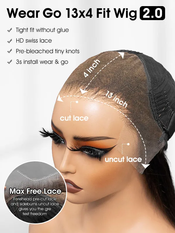 Wavymy Wear & Go Wigs Dome Cap Glueless HD Lace Straight 13x4 Lace Front Wigs 180% Density