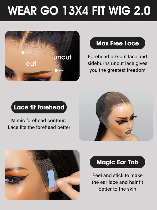 Wavymy Wear & Go Wigs Dome Cap Glueless HD Lace Straight 13x4 Lace Front Wigs 180% Density