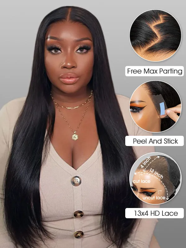 Wavymy Wear & Go Wigs Dome Cap Glueless HD Lace Straight 13x4 Lace Front Wigs 180% Density