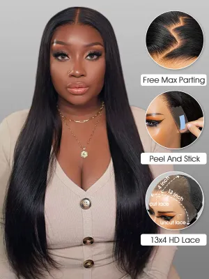 Wavymy Wear & Go Wigs Dome Cap Glueless HD Lace Straight 13x4 Lace Front Wigs 180% Density