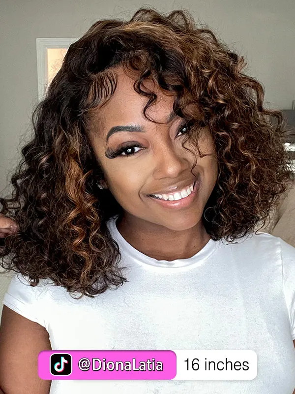 Wavymy Wear Go Casual Blonde Highlights Water Wave 4x6 Lace Wigs Dome Cap Glueless with Natural Hairline Wig