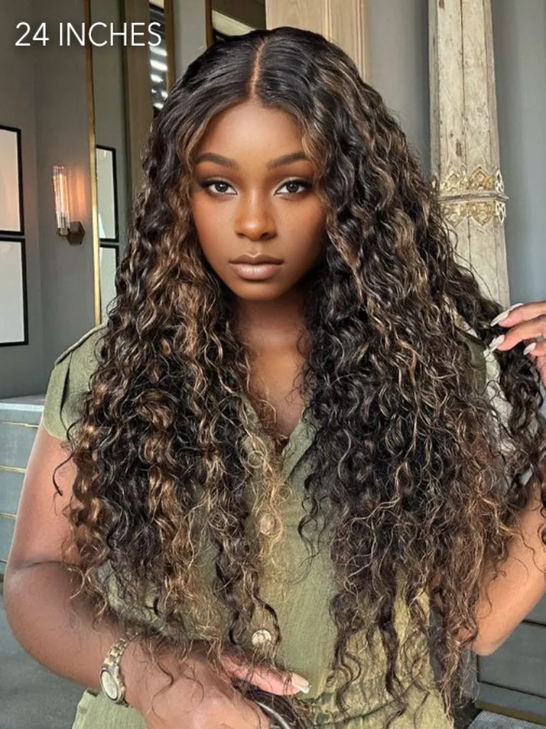 Wavymy Wear Go Casual Blonde Highlights Water Wave 4x6 Lace Wigs Dome Cap Glueless with Natural Hairline Wig