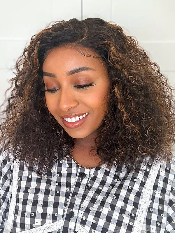 Wavymy Wear Go Casual Blonde Highlights Water Wave 4x6 Lace Wigs Dome Cap Glueless with Natural Hairline Wig