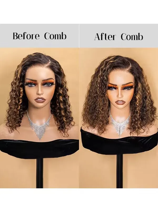 Wavymy Wear Go Casual Blonde Highlights Water Wave 4x6 Lace Wigs Dome Cap Glueless with Natural Hairline Wig