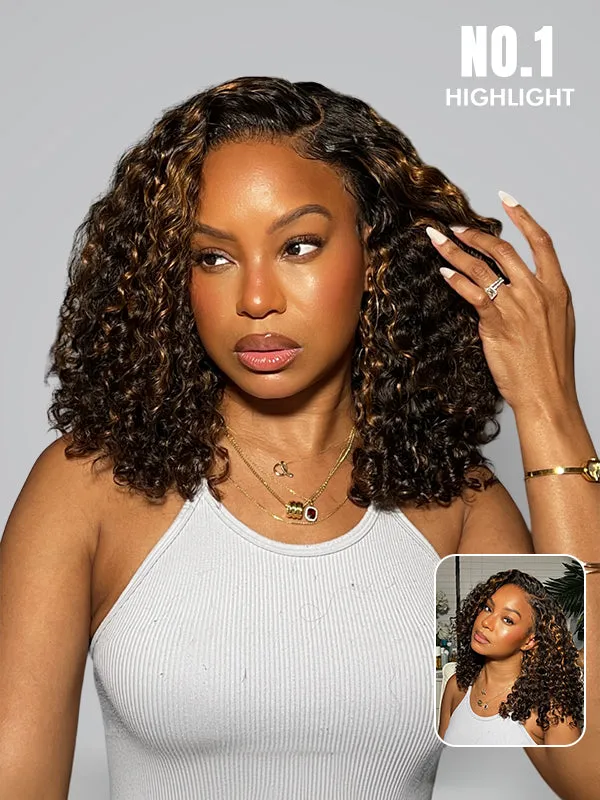Wavymy Wear Go Casual Blonde Highlights Water Wave 4x6 Lace Wigs Dome Cap Glueless with Natural Hairline Wig