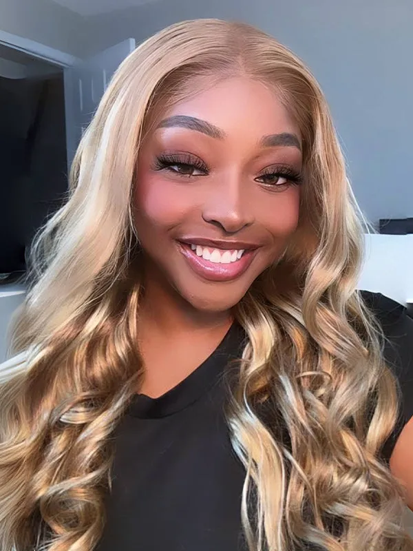 Wavymy Wear Go Glueless Wig Ash Blonde Honey Highlight Body Wave  Pre Cut 4x6 Lace Wig Preplucked with Natural Hairline