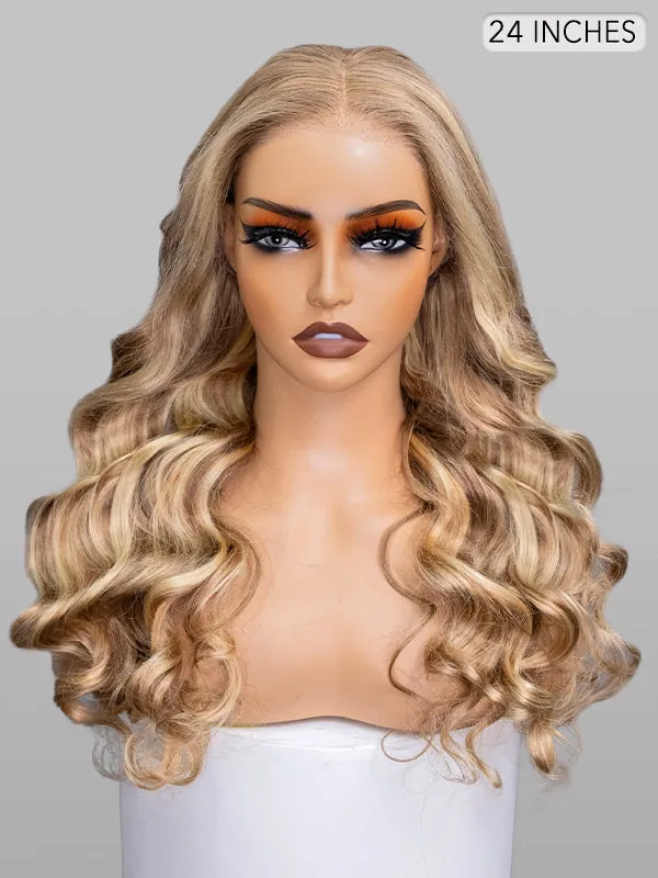 Wavymy Wear Go Glueless Wig Ash Blonde Honey Highlight Body Wave  Pre Cut 4x6 Lace Wig Preplucked with Natural Hairline
