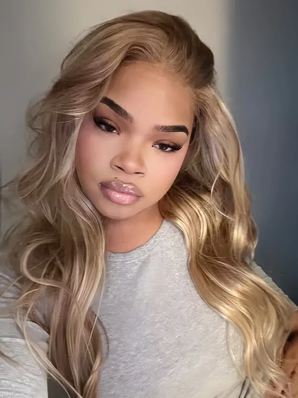 Wavymy Wear Go Glueless Wig Ash Blonde Honey Highlight Body Wave  Pre Cut 4x6 Lace Wig Preplucked with Natural Hairline