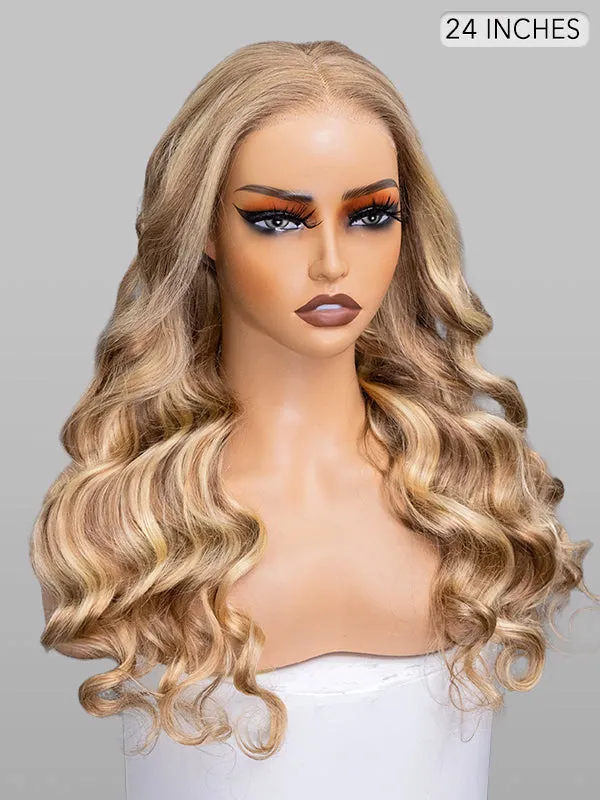 Wavymy Wear Go Glueless Wig Ash Blonde Honey Highlight Body Wave  Pre Cut 4x6 Lace Wig Preplucked with Natural Hairline