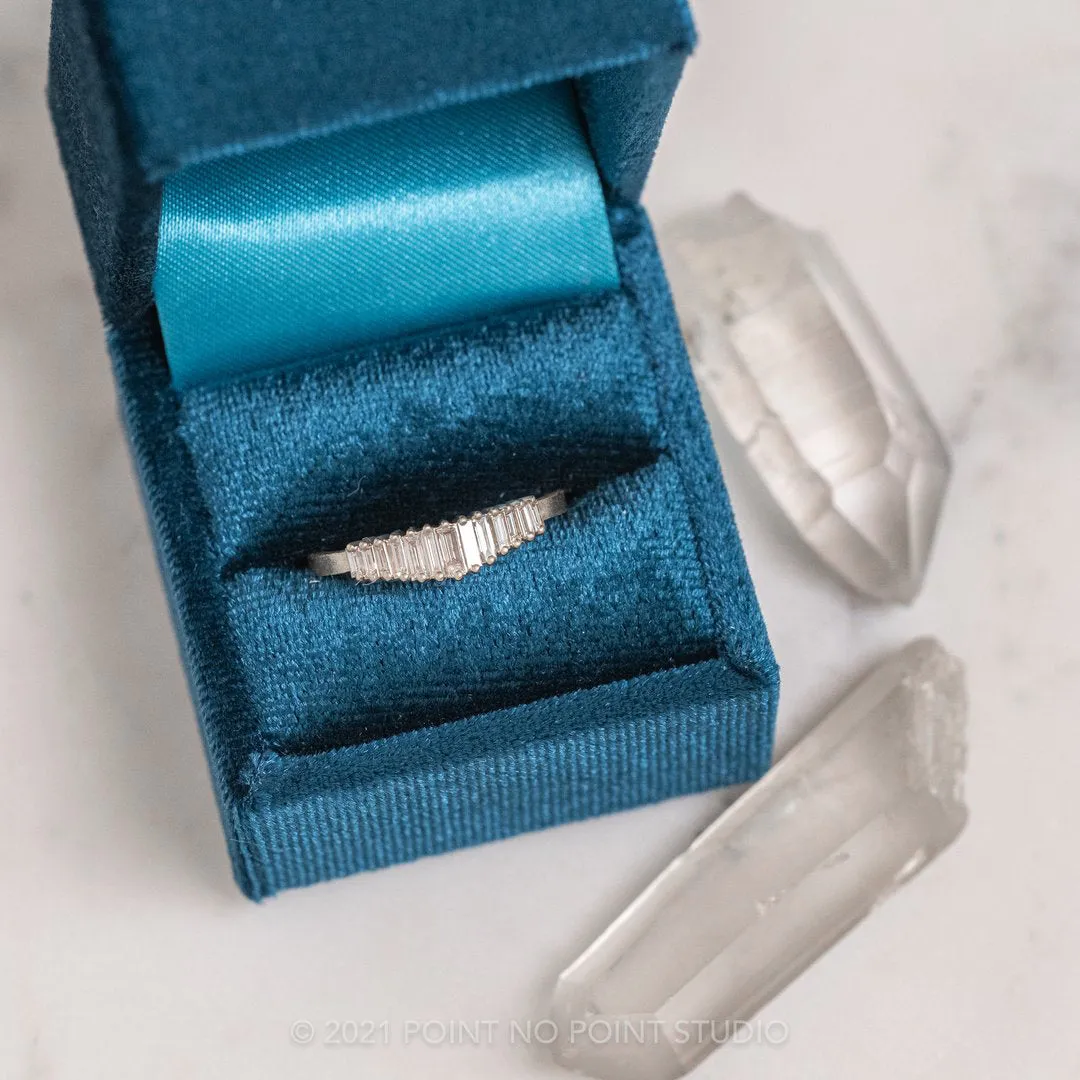 White Baguette Sparrow Diamond Wedding Band, 14k White Gold