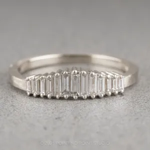 White Baguette Sparrow Diamond Wedding Band, 14k White Gold