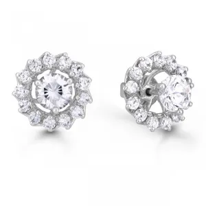 Women Jackets Studs Halo Earring Round Cut 1.30 Carats White Gold 14K Natural Earth Mined Diamond