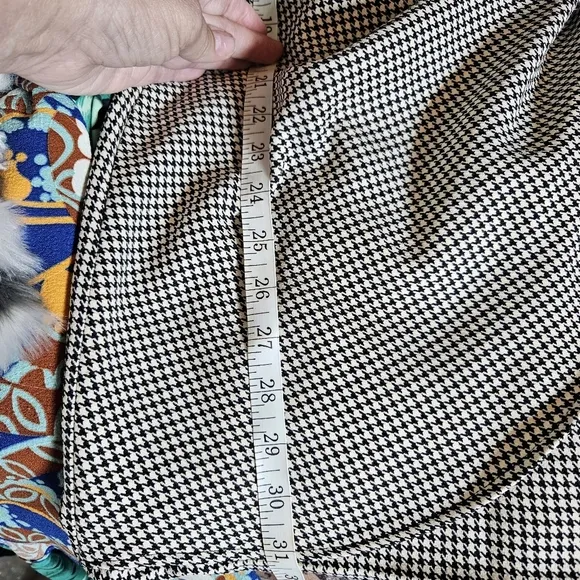 ZARA faux wrap blazer with bling buckle houndstooth print Small 041
